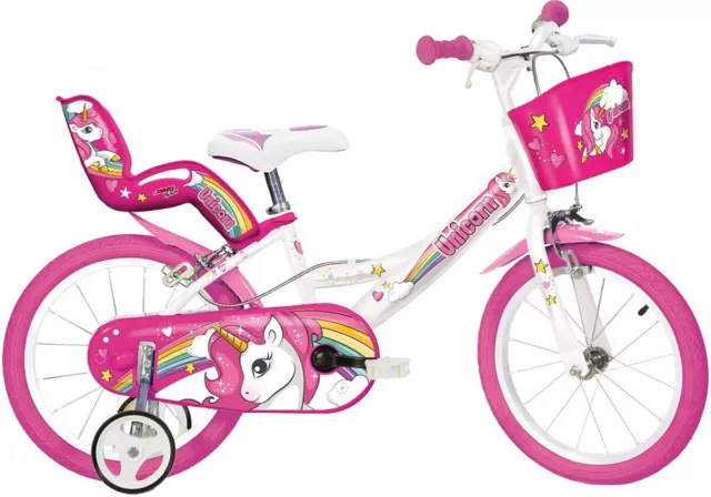 Bici Misura 14 Bimba Dino Bikes Bicicletta Bambina Unicorn Art. 144 R-Un Rosa