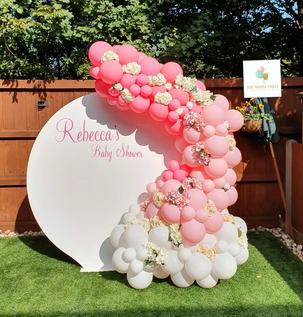 HIRE PERSONALISED ACRYLIC Backdrop, Balloon Garland, Plinths & Baby