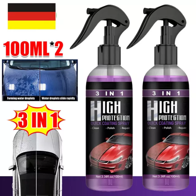 2X 3 in 1 Ceramic Quick Car Wax Gloss Coating Spray High Protection Coating Wax