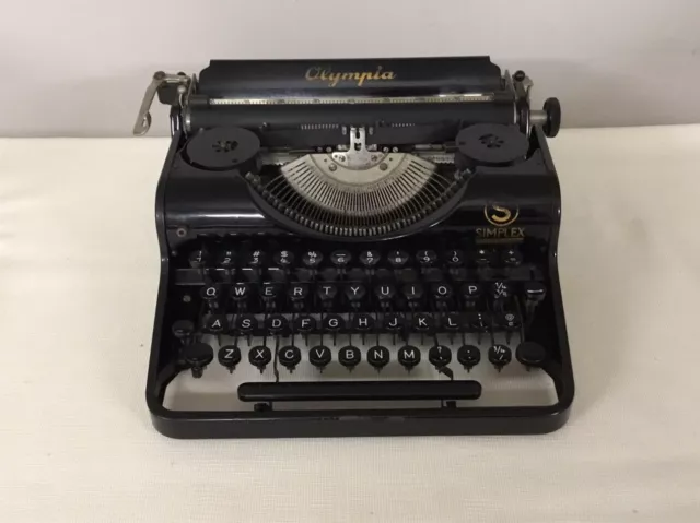 VTG Black Olympia Simplex Typewriter 1930s Germany, No Case