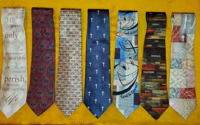 7 pc ~ RELIGIOUS TIES ~ #5 ~ JESUS GOD CHURCH BIBLE CHRISTIAN EASTER ~ 58"