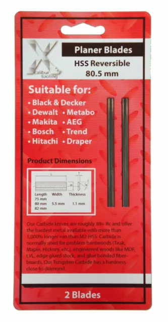 80mm x 5.5 x 1.1mm Planer Blades Makita Bosch DeWalt Black & Decker 273237 HSS