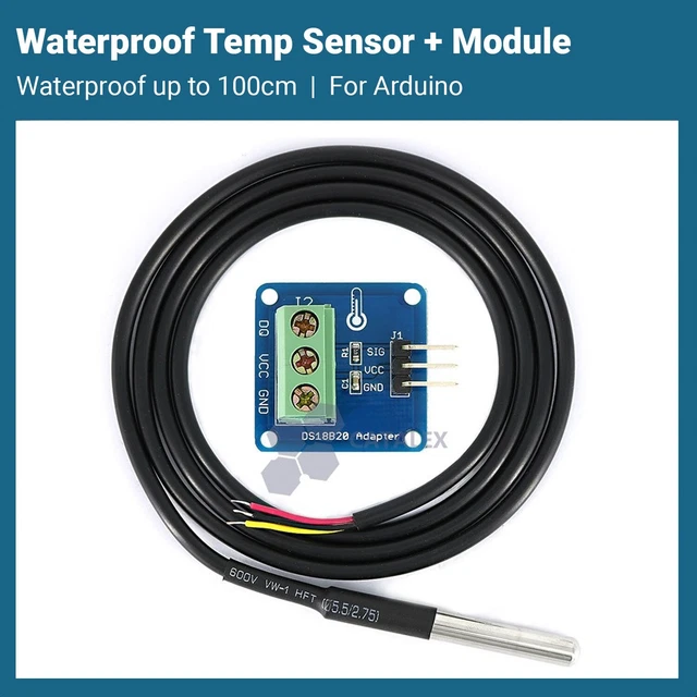 WATERPROOF TEMPERATURE SENSOR Module Kit 100CM Digital Sensor +Module ...