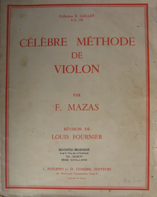 Celebre Methode De Violon Par F. Mazas