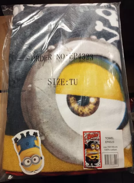 Toalla Minions 70x140 cm 100% algodón, nueva en embalaje original