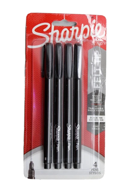 Sharpie Brand Felt Tip Pens, Fine Point (0.4mm), Black, 4 Count