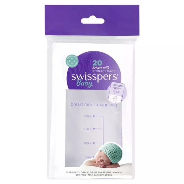 NEW* SWISSPERS Breast Milk Storage Bags 20 BREASTFEEDING breastmilk *FREE SHIP*