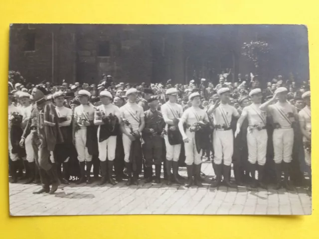 cpa Carte Photo Fête défilé ECOLE MILITAIRE de GYMNASTIQUE ?