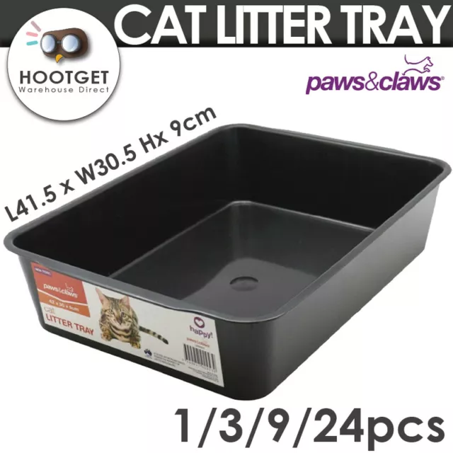 Cat Litter Tray Kitten Toilet Pan Trays Box Cleaning Plastic Black 1/ 3 /9 /24pc