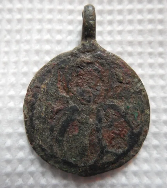 Viking period bronze double-sided amulet with niello and cross / FREE SHIPPING
