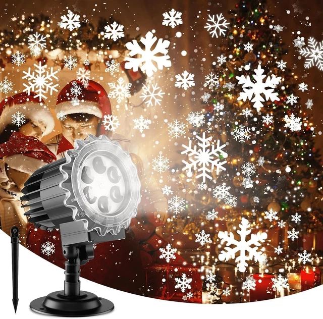 Weihnachts-Schneefall-Projektor – 360° Rotation, Innen & Außen, Mit Weitwinkel-Projektion, Warmes Licht, Für Garten