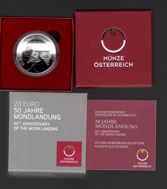 20,- Euro Silbermünze - 50 Jahre Mondlandung