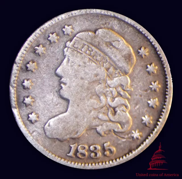 1835 Capped Bust Half Dime : Large date, large 5 cents