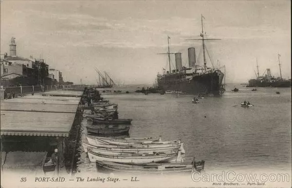 Egypt Port Said Landing Stage Horn Brothers Postcard Vintage Post Card