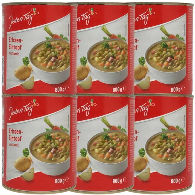 JEDEN TAG ERBSENEINTOPF mit Speck Fertiggericht 6er Pack 6x800g Dose ...
