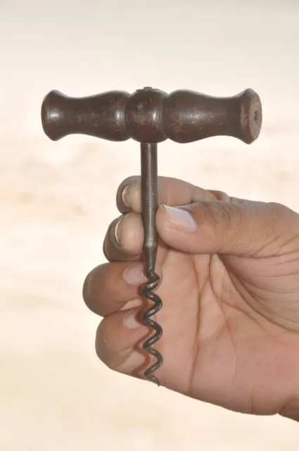 Vintage Wooden & Iron Handcrafted Victorian Cork Screw / Opener , Collectible