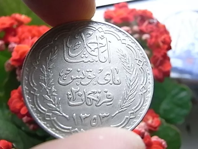 Erste Tunesische Silbermünze 20 Francs Tunisie Coin Sammler Aufgepasst Rarität