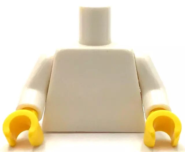 LEGO Torso Body For Minifigure Plain   White Yellow Hands