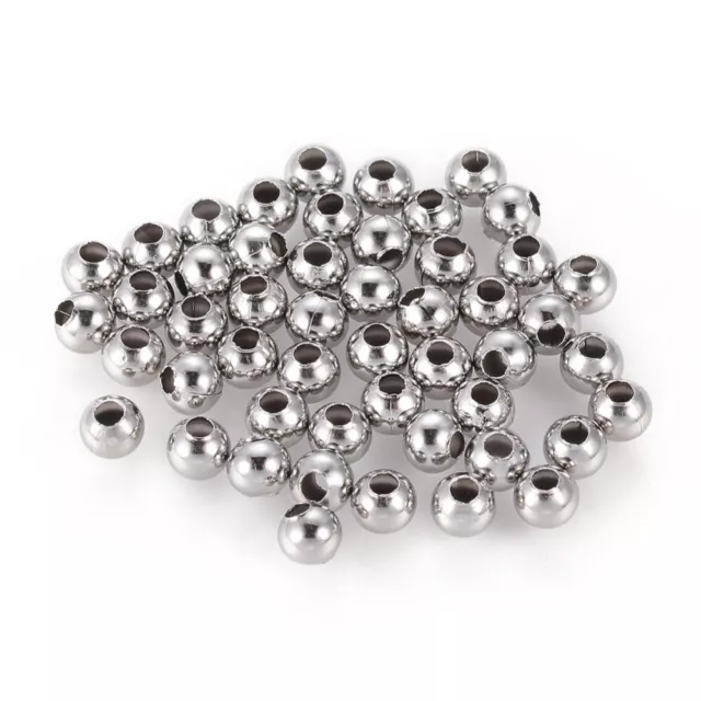 50 x Perlen Ø 4 mm Spacer EDELSTAH silber Kugeln Stopper rund Hohlkugeln