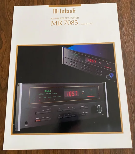 McIntosh MR 7083 AM/FM Stereo Tuner brochure