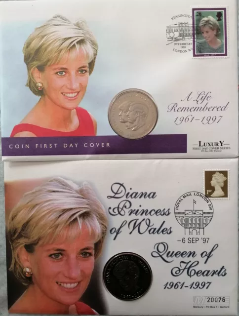 Monete Medaglie lady Diana 2 pezzi, A life remembered 1961- 1997. E QUEEN OF hea