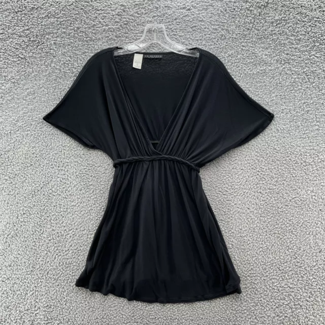 La Blanca Swim Coverup Womens Medium Black V Neck Empire Waist Rope Tie Dress