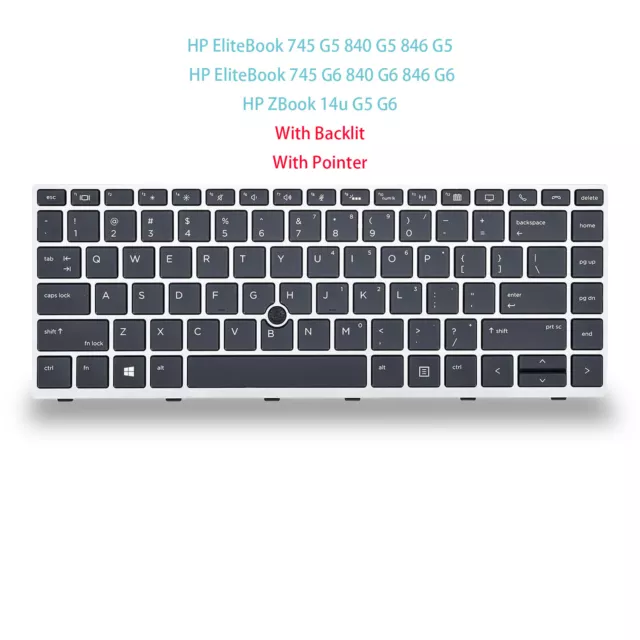 US Keyboard Backlit for HP EliteBook 745 G5 745 G6 840 G5 846 G5 ZBook 14u G5 G6