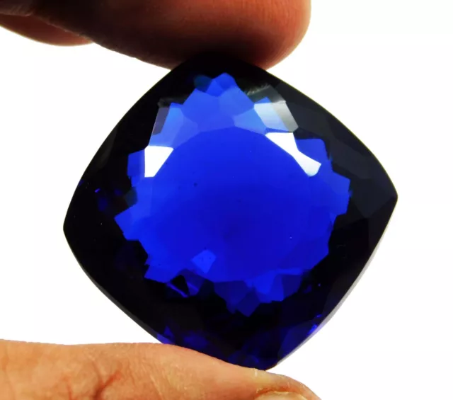 82 + CT Naturale Certificato Traslucido Cuscino Taglio Ricco Blu Tanzanite Gemma