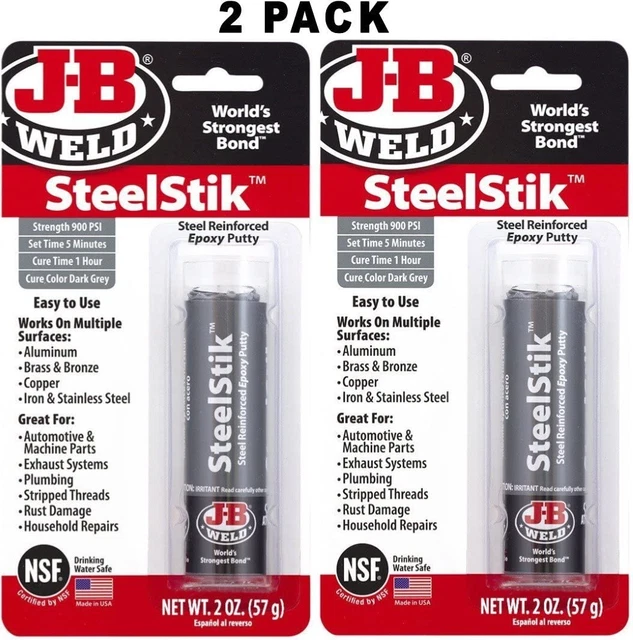 J-B Weld 8267-S SteelStik stick stucco epossidico rinforzato in acciaio - confezione da 2 once