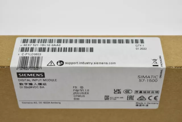 2022 Siemens 6ES7521-1BL10-0AA0 SIMATIC S7-1500 digital 6ES7 521-1BL10-0AA0