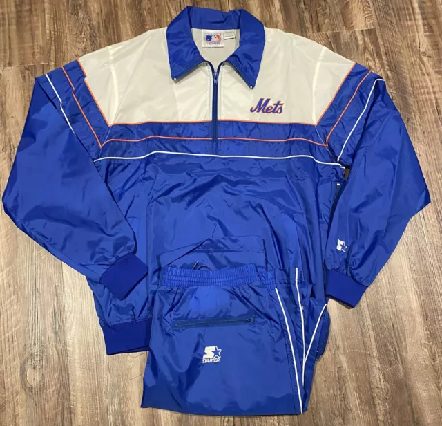 Starter New York Mets Men's Half Zip Pullover Windbreaker with Matching Pants