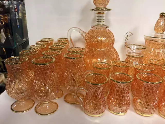 Unique Large Egyptian Hand Blown  27 pieces Tea Coffee Set Glass "Made in Egypt 2