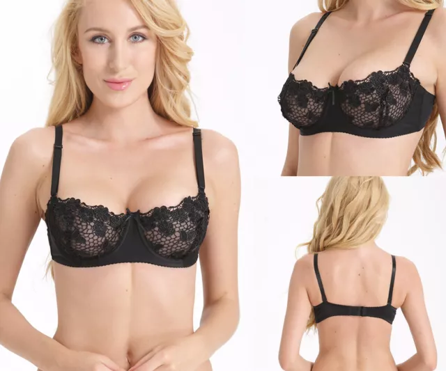 YOUNG GIRL ULTRATHIN Half Cup Bra Plus Size 32-42 44 ABCD Lace Transparent  Bras $7.51 - PicClick