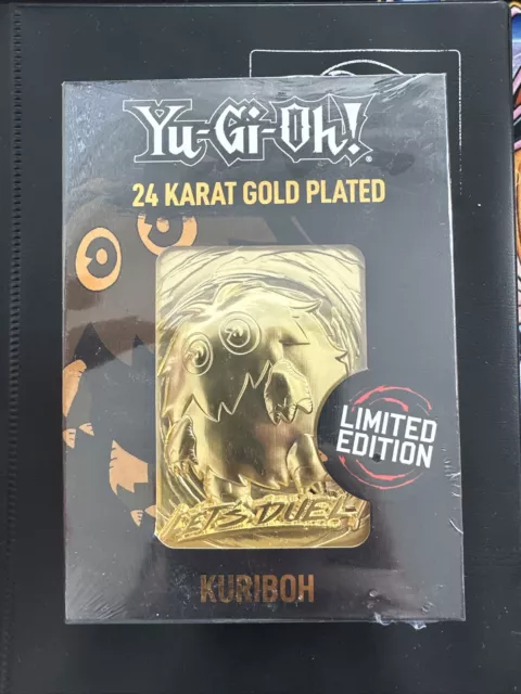 YUGIOH KURIBOH 24k GOLD PLATED METAL CARD WITH DISPLAY STAND