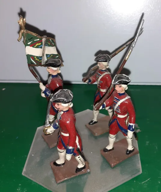 328  Cbg Mignot Plomb Louis Xiv Infanterie En Rouge 4 Figurines