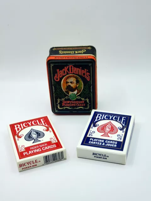 Vintage Jack Daniels Old No 7 Gentleman's Playing Cards Tin Plus 2 Bicycle Cards