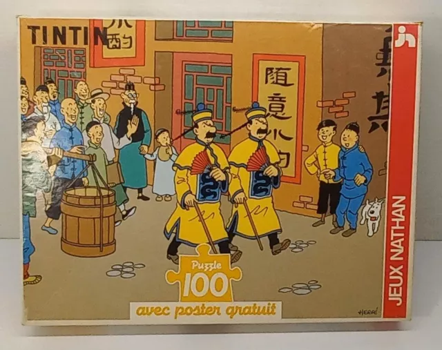 puzzle BD " TINTIN " 100 pcs nathan 1992 complet  " le lotus bleu " sans poster