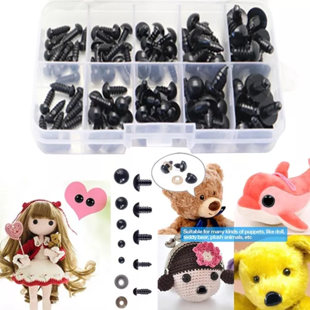 752PCS Colorful/Black Plastic Safety Eyes and Noses with Washers Assorted  Sizes for Doll, Puppet, Teddy Bear, Plush Animal 