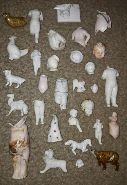 Bodenfund antike Porzellan Figuren Köpfe Torsos Tiere Brüche zum Basteln Deko