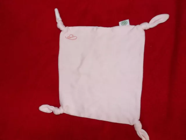 Doudou Plat BOUCHARA  Carré Coton Rose Blanc Imprimé Fleur