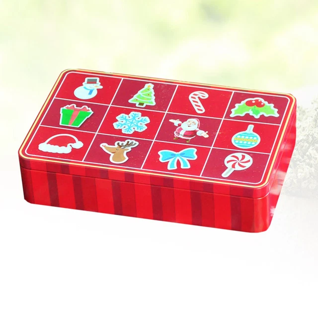Caja Regalo De Chapa Blanca Galletas Navidad Caja Regalo Rojo