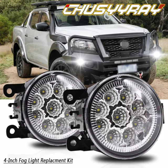 For Nissan Navara D40 2006-2023 - 2x 4Inch LED Fog Lights Lamp Bulbs White 6000K