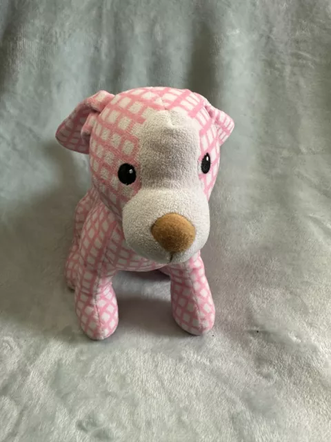 MORRISONS PINK CHECKED puppy dog soft toy plush £8.50 - PicClick UK