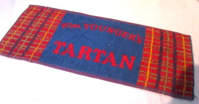 Vintage Youngers Tartan Bar Towel Mat Runner Man Cave
