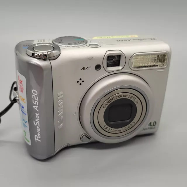 Canon PowerShot A520 4.0 MP Compact Digital Camera Silver Tested