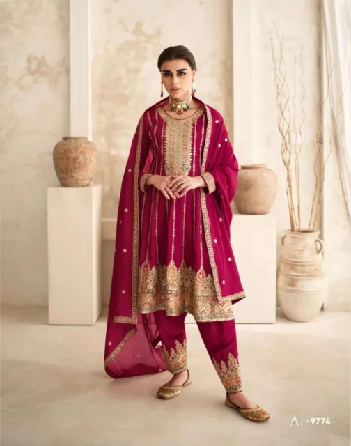 Bollywood Festa Matrimonio Abito Decorato Salwar Kameez Pakistano Indiano Design