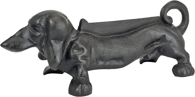 Weiner Cast Iron Dachshund Dog Boot Scraper Statue, Black