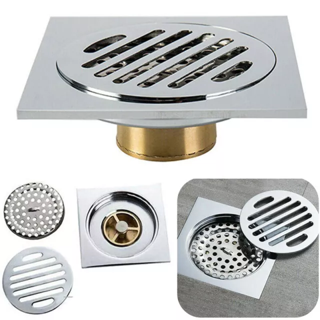 Brass Floor Drain Square Shower Wet Room Waste Trap Plumbing Bathroom Durable AU