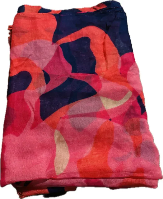 Vera Bradley Katalina Scarf Shawl Soft Fringe Pink Floral Rayon Large 74”x25”