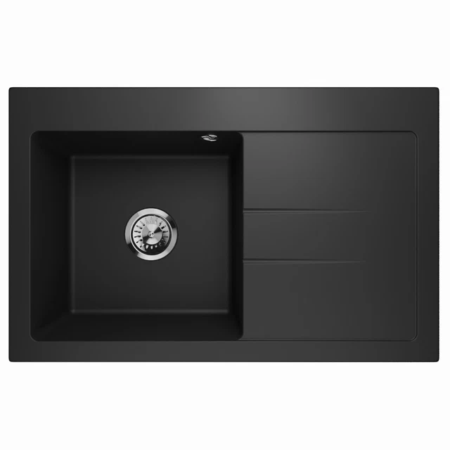 Lavello Da Cucina In Granito Nero 55x45cm | 80% Sabbia Di Quarzo, Con Sifone E Scarico - Foto 6